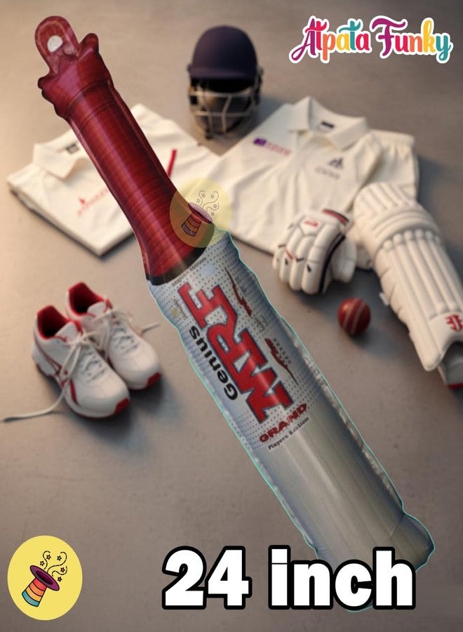 Atpata Funky Cricket Theme Foil Balloons Combo Set | Cricketer Bat & Season Ball Shape Balloons | Match Day Bday Party Decoration (Cricket 7pcs. Set) - Image 5